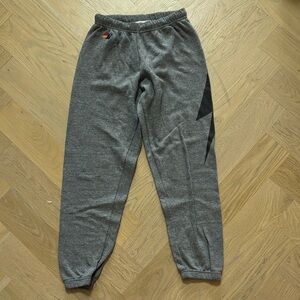 Aviator Nation Gray Sweatpants with Black Lightning Bolt